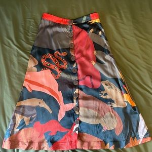 Farm Rio amazon print animals viscose midi skirt size medium